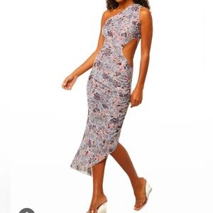 MISA One-Shoulder Bodycon Midi Dress,  Size SM